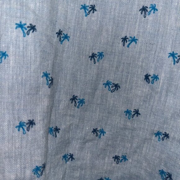 KiWi SAINT TROPEZ Comfort Fit Linen Blend Palm Tree Long Sleeve Shirt Men's XL - Picture 6 of 11